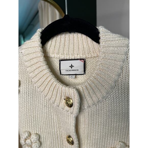 Tuckernuck Cream Camellia Cardigan Sweater size L large - Picture 3 of 5